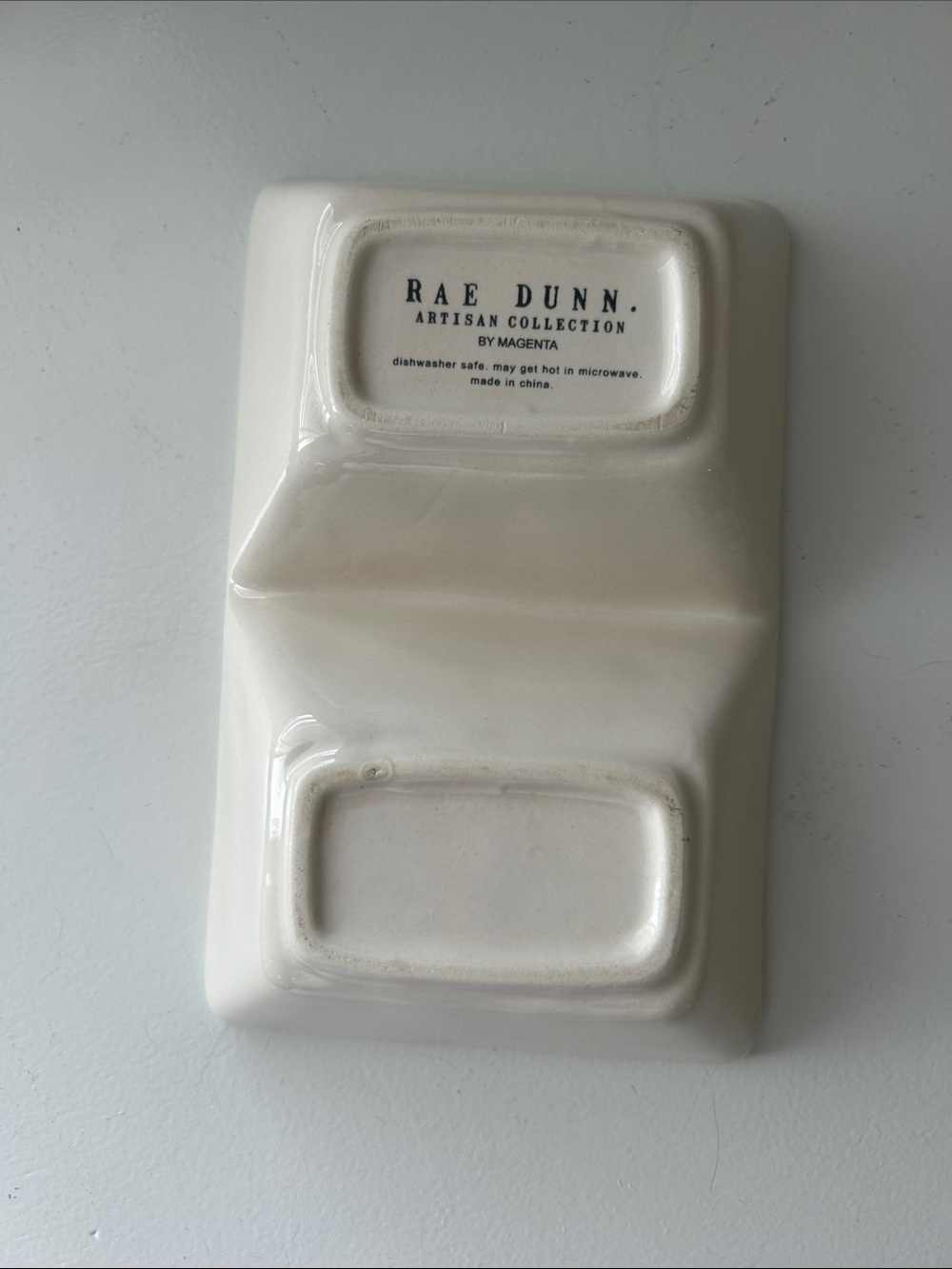 Rae Dunn Cream "HELLO" "THERE" Divided Serving Dish - Picture 2 of 5